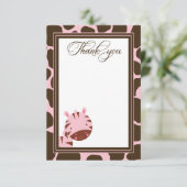 Rosa + braune Zebramädchen Danke flache Karte (Stehend Vorderseite)