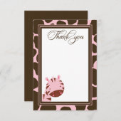 Rosa + braune Zebramädchen Danke flache Karte (Vorne/Hinten)