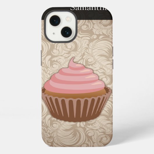 Rosa/brauner Cupcake iPhone Hülle (Rückseite)
