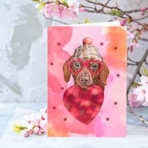 Rosa Brauner Dachshund Valentinstag Geschenk Hund Karte