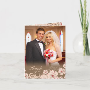 Rosa brauner Hibiskus Blume Hochzeit Foto vielen D Dankeskarte
