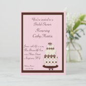 Rosa Brauner Kuchen Einladung (Stehend Vorderseite)