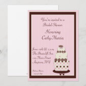 Rosa Brauner Kuchen Einladung (Vorne/Hinten)