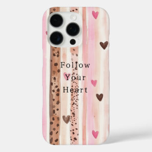 Rosa brauner Leopard Druckhörer Streifen iPhone 16 Pro Hülle