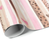 Rosa brauner Leopard Druckhörer Streifen Geburtsta Geschenkpapier (Rolleneckpunkt)