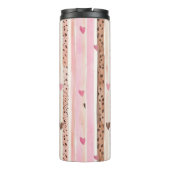 Rosa brauner Leopard Druckhörer Streifen Geburtsta Thermosbecher (Rückseite)