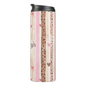 Rosa brauner Leopard Druckhörer Streifen Geburtsta Thermosbecher (Nach rechts gedreht)