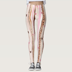 Rosa brauner Leopard Druckhörer Streifen Leggings
