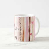 Rosa brauner Leopard Druckstreifen Herz Kaffeetasse (VorderseiteRechts)