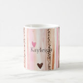 Rosa brauner Leopard Druckstreifen Herz Kaffeetasse (Mittel)