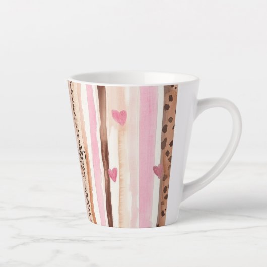 Rosa brauner Leopard Druckstreifen Herz Milchtasse (Rechts)