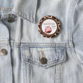 Rosa + brauner Zebramädchen-Babypartyknopf Button (Beispiel)
