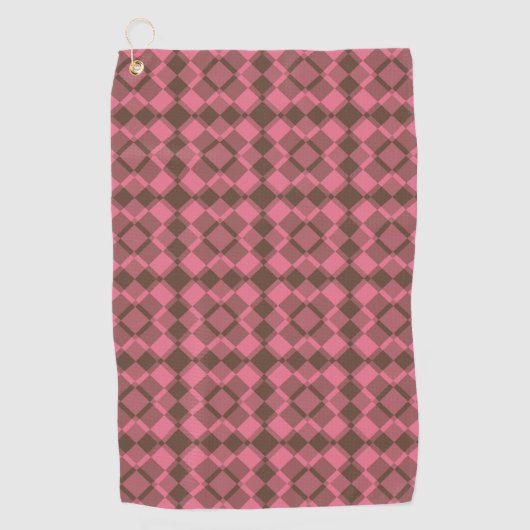 Rosa braunes Karo-Argyle-Muster Golfhandtuch (Vorderseite)