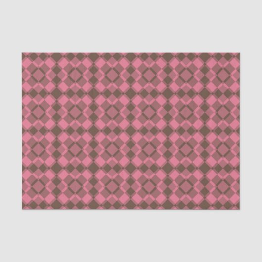 Rosa Braunes Karo-Argyle-Muster Seidenpapier (Vorderseite)