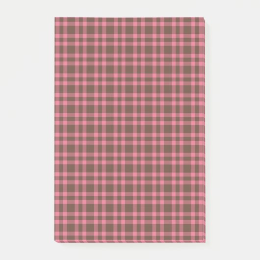 Rosa braunes Karomuster Post-it Klebezettel (Vorderseite)