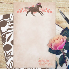 Rosa, braunes Pony Personalisiert Stationary