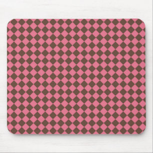 Rosa Braunes Schachbrett Diamantmuster Mousepad