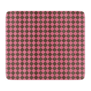 Rosa Braunes Schachbrett Diamantmuster Schneidebrett