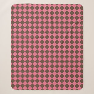 Rosa Braunes Schachbrett Diamantmuster Sherpadecke