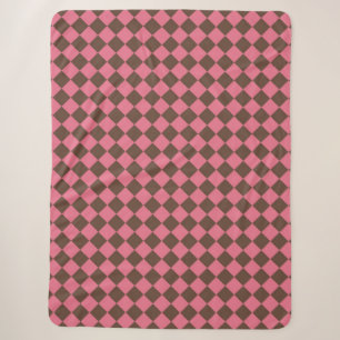 Rosa Braunes Schachbrett Diamantmuster Sherpadecke