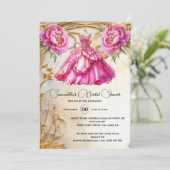 Rosa Braut als Blume von Blütenballen Einladung (Stehend Vorderseite)