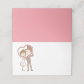 Rosa Braut Groom Cartoon Hochzeitssemble Brautpart Platzkarte (Außenseite Aufgefaltet)