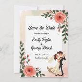Rosa Braut und Blütenblütenhochzeit in elegantem R Save The Date (Vorderseite)