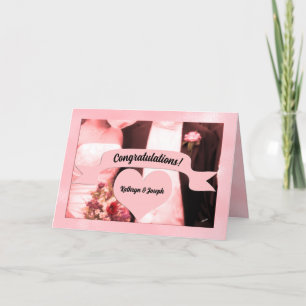 Rosa Braut und Groom Hochzeit Glückwunsch Karte