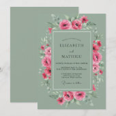 Rosa Brautbogen-Hochzeit Einladung (Vorne/Hinten)
