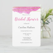 Rosa Brautdusche Aquarell Einladung (Stehend Vorderseite)