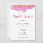 Rosa Brautdusche Aquarell Einladung (Vorderseite)