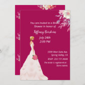 Rosa Brautdusche Einladung (Vorne/Hinten)
