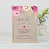 Rosa Brautdusche Einladung (Stehend Vorderseite)