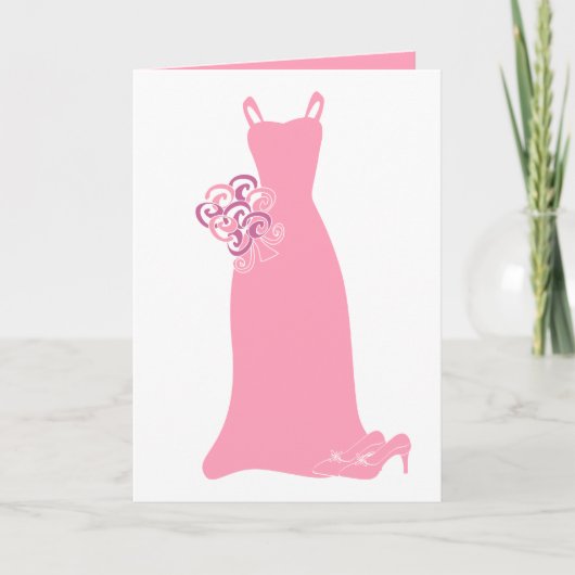 Rosa Brautjungfern-Kleid Karte (Vorderseite)