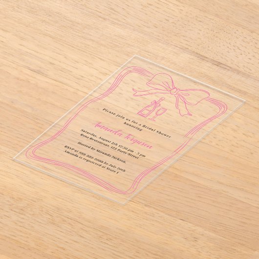 Rosa Brautparty Acryleinladungen (Ablage )