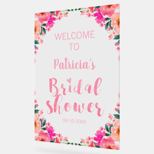 Rosa Brautparty Begrüßung Akryllisches Zeichen Acrylschild (Winkel)