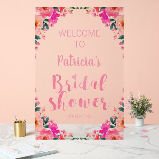 Rosa Brautparty Begrüßung Akryllisches Zeichen Acrylschild (Hochzeit)