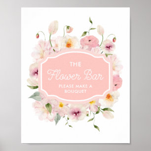 Rosa Brautparty Blume Bar-Zeichen Poster