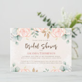 Rosa Brautparty Blütenfarben Einladung (Stehend Vorderseite)
