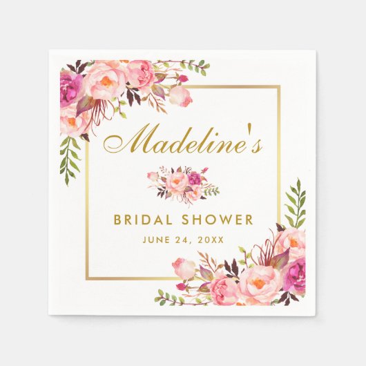 Rosa Brautparty Blütenfarben Serviette (Vorderseite)