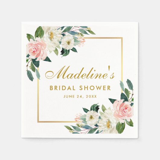 Rosa Brautparty Blütenfarben Serviette (Vorderseite)