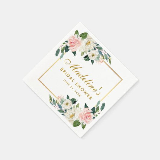 Rosa Brautparty Blütenfarben Serviette (Ecke)