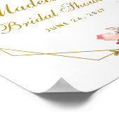 Rosa Brautparty Blütengrün Gold Willkommen Poster (Ecke)