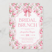 Rosa Brautparty Brunch Einladung (Vorne/Hinten)