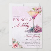 Rosa Brautparty Brunch und Bubbly Einladung (Vorderseite)
