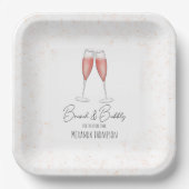 Rosa Brautparty Brunch und Bubbly Pappteller (Vorderseite)