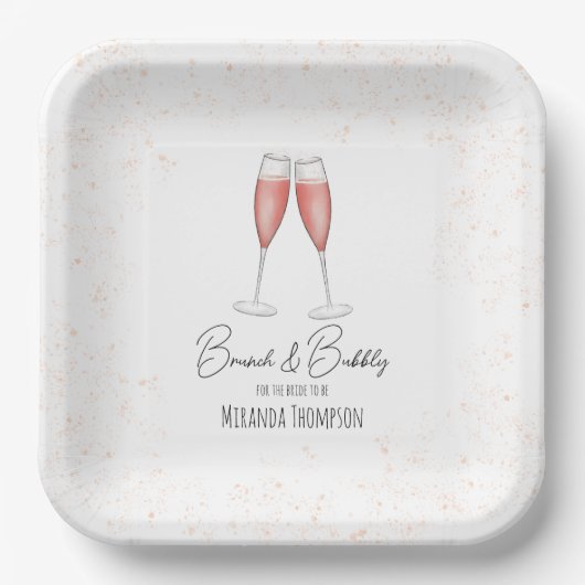 Rosa Brautparty Brunch und Bubbly Pappteller (Vorderseite)