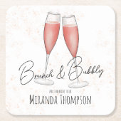 Rosa Brautparty Brunch und Bubbly Rechteckiger Pappuntersetzer (Vorderseite)