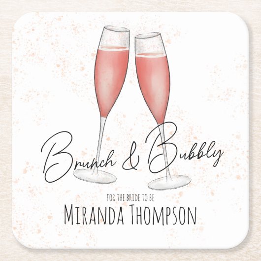 Rosa Brautparty Brunch und Bubbly Rechteckiger Pappuntersetzer (Vorderseite)