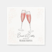 Rosa Brautparty Brunch und Bubbly Serviette (Vorderseite)